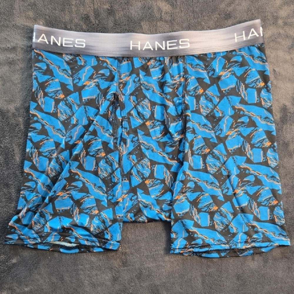 Hanes Blue and Black Boxer Briefs Stretch Fit